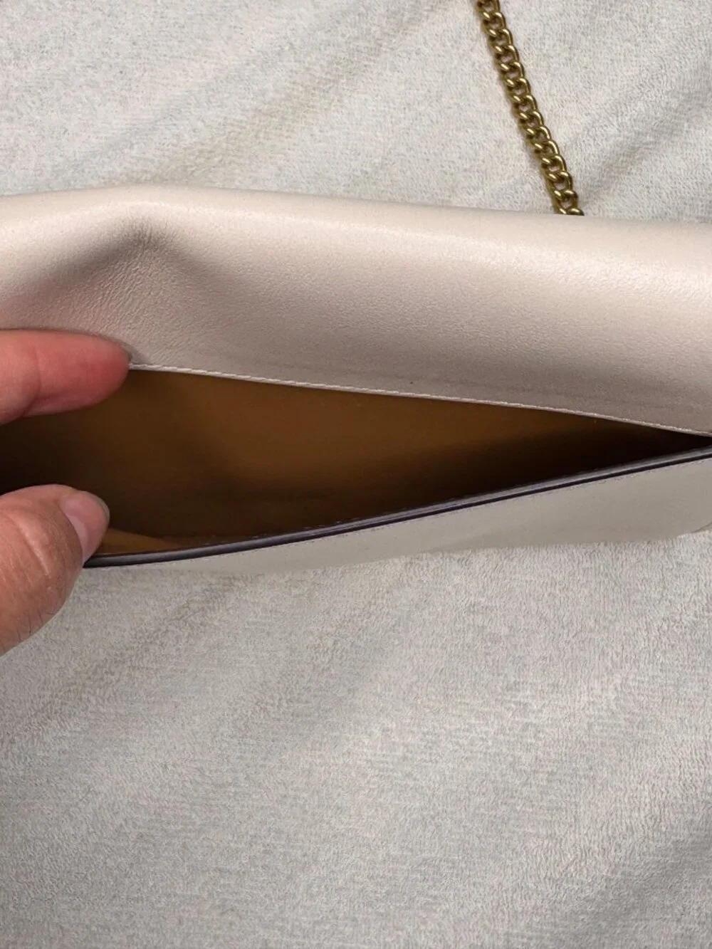 Coach Marlowe Crossbody Leather Bag Purse Gold Chain Strap Cream Compact - Picture 6 of 14